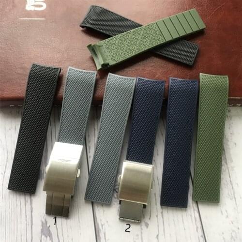 21mm New Style Rubber Watch Strap Black Blue Gray Waterpoof Folding Buckle Watch band Suitable for Longines Conquest Watch