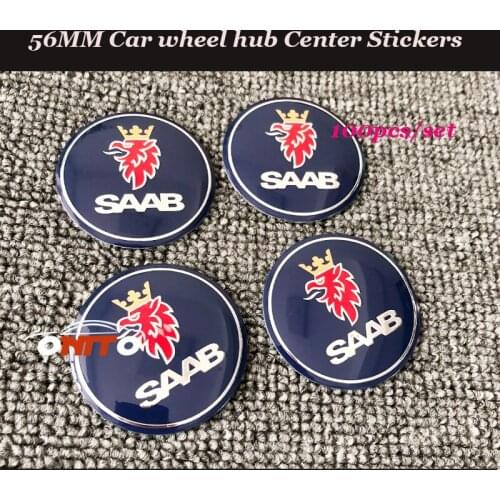 Wholesale 100pcs/lot 56mm ABS Car logo Badge Emblem Wheel hub stickers for 9-3 9-5 93 95 BJ SCS Car-styling label covers