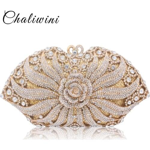 Girlfriend Hollow Out Diamond Crystal Women Evening Clutch Bag Handbags Purse Toiletry Bolsa Feminina Ladies Shoulder Package