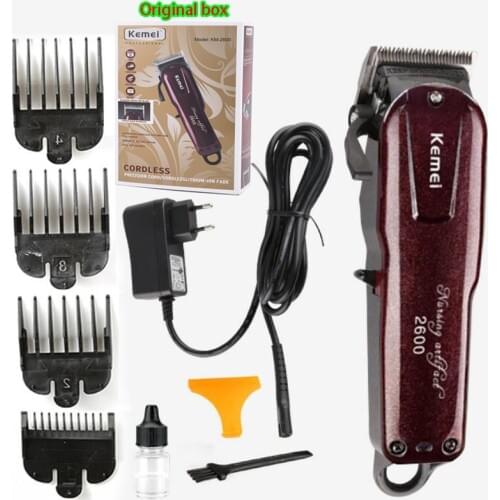 Professional Kemei Titanium Blade Corded Electric Haircut Cutting Machine Barber + limit comb for kids adult men 110-240V