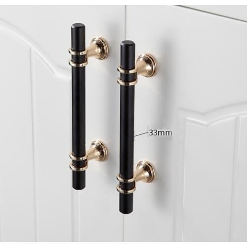 Simplicity Modern Black Gold Furniture Cabinet Knob Light Luxury Cabinet Closet Door Handle Bathroom Cabinet Drawer Pull and Pen