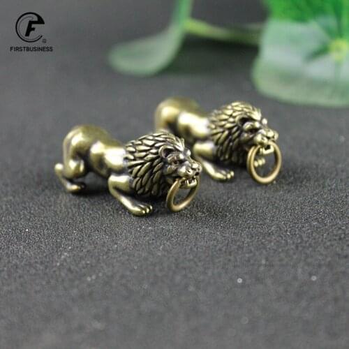 Retro Copper Lion Figurines Miniature Desktop Decoration Ornament Brass The King of Grassland Animal Statue Home Decor Accessory