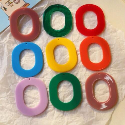 Diy jewelry making 30pcs/lot color print geometry ovals shape acrylic beads fit earring/garment pendant accessory