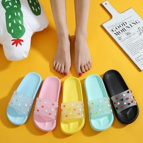 New Cool Bathroom EVA Summer Heart Kawaii Flip Flops Non-slip Fashion Indoor Home Girls Soft Matte Simple Men and Women Slippers