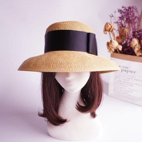 Kentucky Derby Bowknot Dome Big Wide Brim Hepburn Bell-shaped Basin Women Summer Sun Protection Straw Hat Beach Holiday French