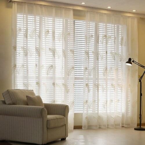 European-style Modern Minimalist White Feather Light Luxury Embroidered Curtains Curtains for Living Dining Room Bedroom Study