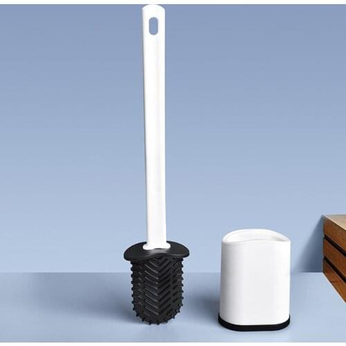 Silicone Toilet Brush Water Leak Proof Quick Rinse Base Wc Flat Head Quick Drying Holder Set
