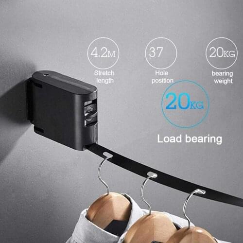 Indoor Invisible Clothesline with Hanger Hole Retractable Clothesline Rope Drying Rack Balcony Clothes Line No Drilling Required