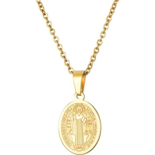 WT-REN001 Fashion trendy Stainless Steel Catholic Priest Saint Benedict Pendant Necklace Benedictine Saint Necklace Exorcist