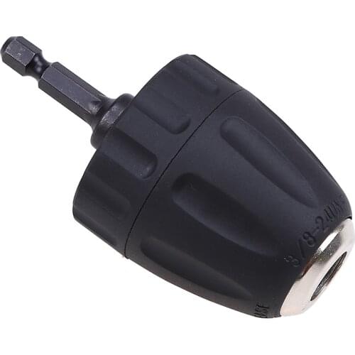 1pc Hex Shank Keyless Drill Bit Chuck 3/8-24UNF 0.8-10MM Clip with Hex Shank Rod Adapter Screwdriver Bit Conversion Tool Chuck