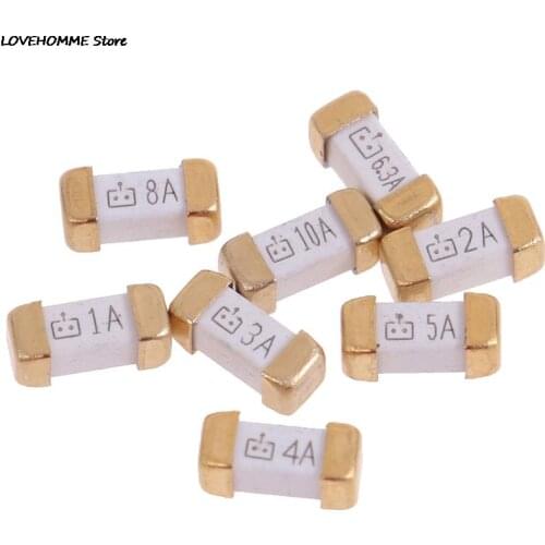 10pcs Gold Foot 1808 125V SMD Fast Blow Fuse 0.5A 0.75A 1A 2A 3A 4A 5A 6.3A 8A 10A 0451 Ultra-rapid Fuses