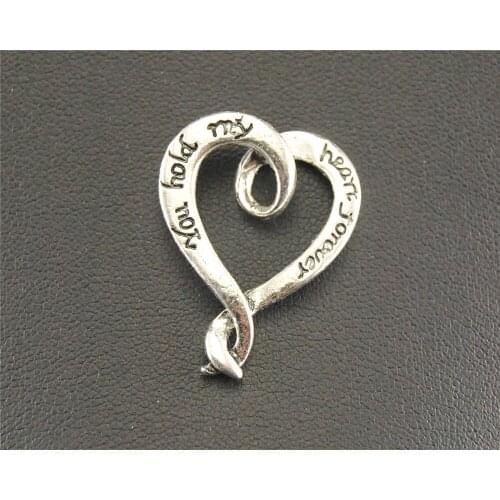 15pcs Silver Color you hold my heart forever Charm DIY Jewellery Pendant For Bracelet Necklace 22x28mm A1324