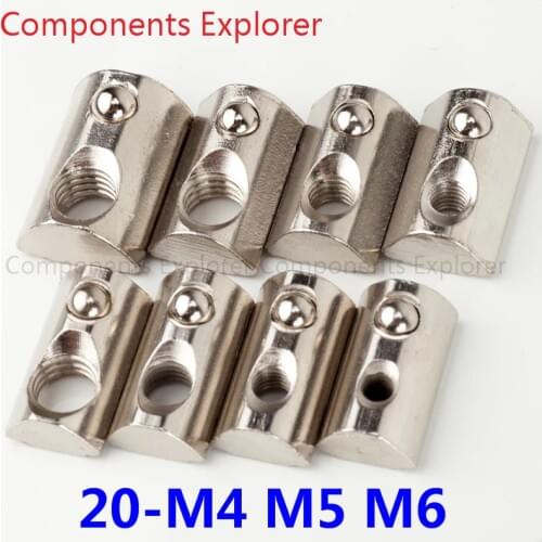 20 Series Elastic Nuts M4 M5 and M6 for 20 Series Aluminum Extrusion Profiles
