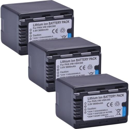 AsperX 3PC VW-VBK360 VBK360 Li-ion bateria for Panasonic HDC-TM40 HDC-TM41 HDC-TM55 HDC-TM60 HDC-TM80 HDC-TM90 SD40