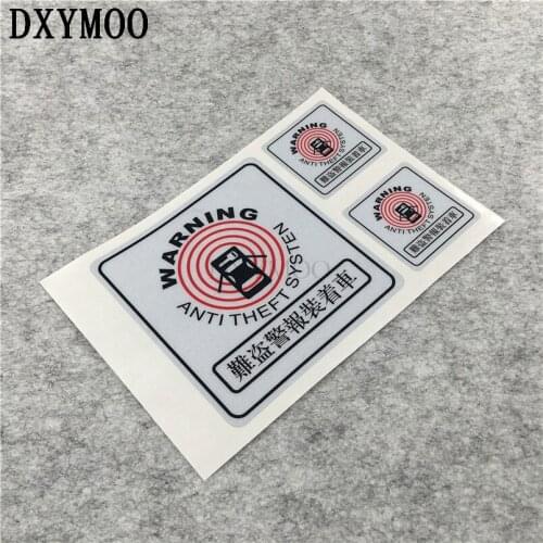 3PCS Car Reflective Stickers WARNING ANTI THEFT GPS System Motorcycle Decals