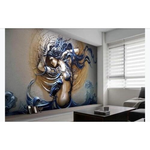 3D Stereo Wall Murals Wallpaper Creative dynamic beauty grils Wallpapers For Wall 3 D fashion Embossed Mural Paper