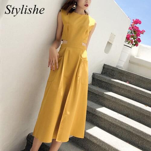 Желтые летние платья Aelegantmis China At AliExpress