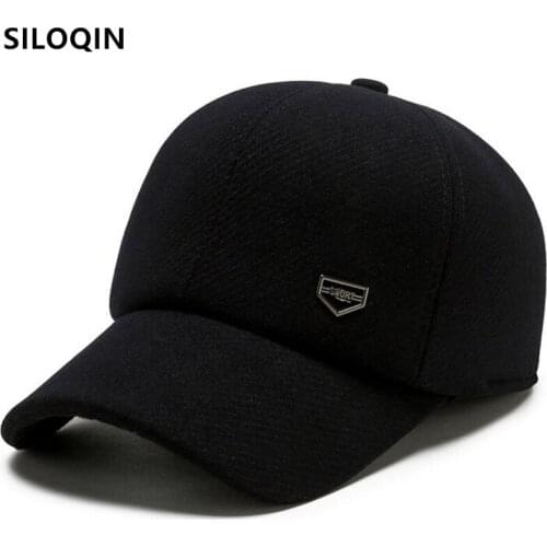 Snapback Cap New Winter Mens Hat Warm Baseball Cap Adjustable Size Plus Velvet Middle-aged Elderly Cotton Cap Earmuffs Hats