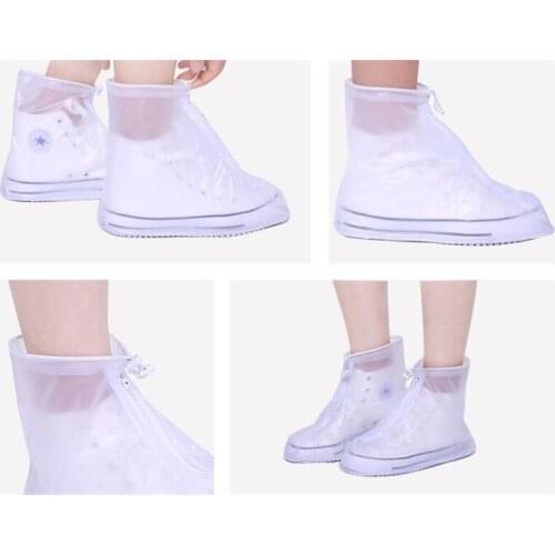 Hot 100pcs Waterproof Protector Shoes Boot Cover Unisex Zipper Rain Shoe Covers High-Top Anti-Slip Rain Shoes Cases