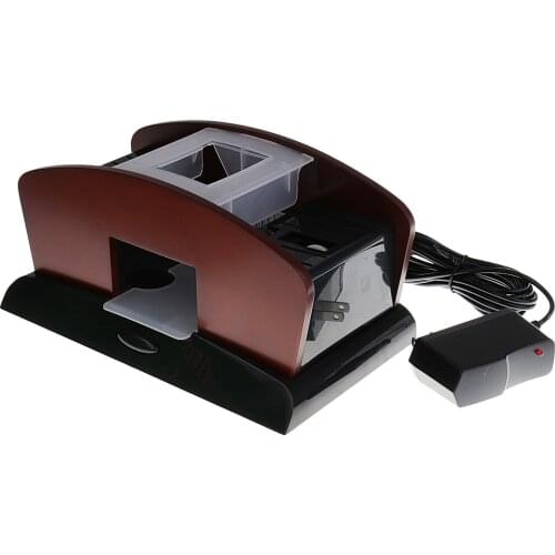 Deluxe 1-2 Decks Wood Chargeable Card Shuffler Double Use Automatic Poker Card Playing Shuffling Machine Poker Accessory