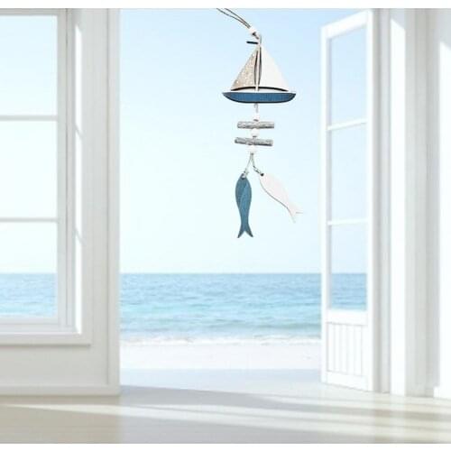 Wood Practical Small Fish Boat Pendant Wall Hanging Decoration Cartoon Wall Hanging Decoration Eco-friendly for Indoor