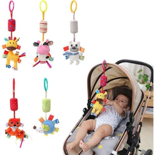 Baby Toy Plush Bed Hanging Pendant Baby Plush Cute Cartoon Animal Wind Chime Stroller Hanging Teether Stroller Accessories