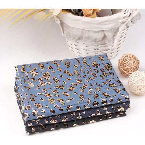 Denim Fabric By The Meter Gold Spotted Leopard Print Denim For Sewing Clothes Dress Material Handmade DIY Craft Supplies 50*150