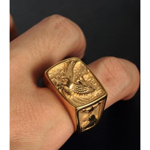 European and American retro stainless steel American soldier eagle ring titanium steel mens ring jewelry