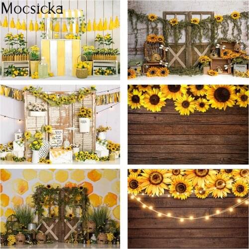 Sunflower wooden wall backdrop for photography newborn kids portrait photo booth background studio Beehive Honey Cake Smash Bee