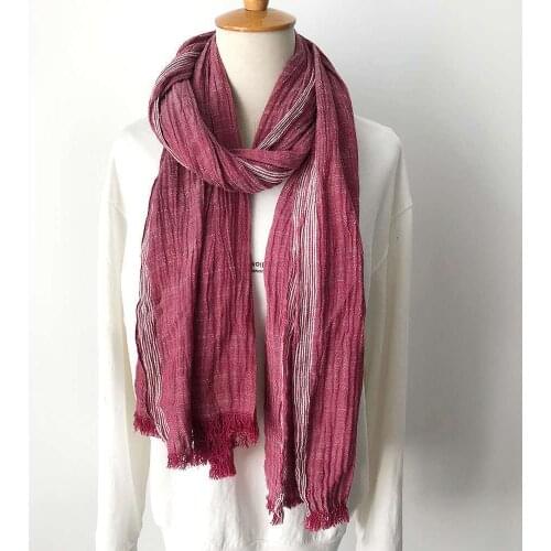 Cotton Linen Men Scarf Japanese Style Winter Blue Navy Black Striped Tassel Scarf Men Fashion Ethnic Style Male Accessories