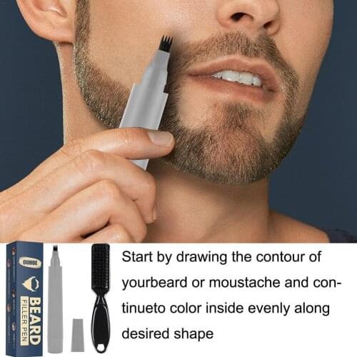 Men Beard Pencil Filler Waterproof Beard Filling Pen Moustache Hair Enhancer Shaping Coloring Pencil Tools Kit Beard B2R5