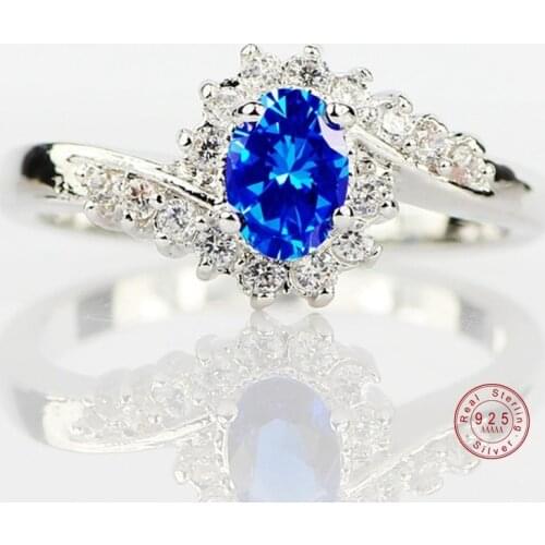 Genuine Silver color Rings For Women Elegant Oval Cut Cubic Zirconia Wedding Jewelry Ring Size 6 7 8 9 10 11 Bague Femme