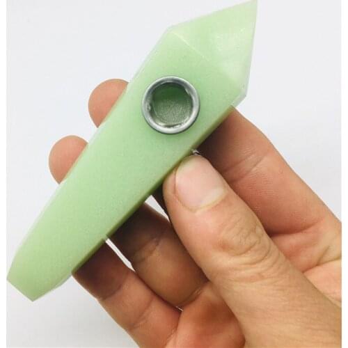 Natural quartz crystal smoking pipes Luminous stone wand reiki healing gifts wholesale price 2pcs filter and 1pcs brush healing