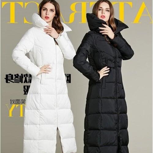 Goose Down Jacket 2020 New X-long Winter Women Black And White Color Parka Super Warm Female Coat AW0090