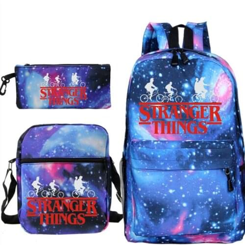 Hot Sale Stranger Things Backpack School Bags for Teenager Boys Girls Pencil Case 3Pcs/Sets Kids Travel Rucksack