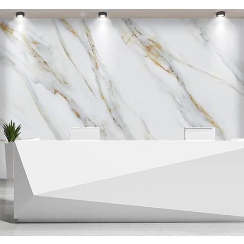 Custom Photo Wallpaper Modern Jazz White Marble Wallpaper 3D Golden Stripe Stone Texture Mural Office Reception Wall Papers 3 D
