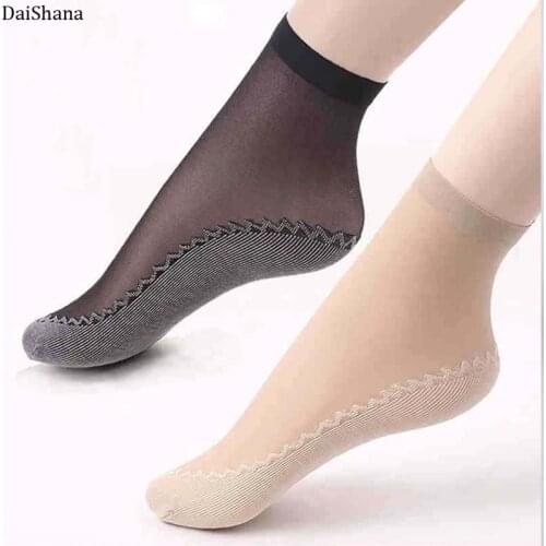10Pairs High Quality Women Socks Velvet Silk Spring Summer Socks Breathable Soft Cotton Bottom Wicking Slip-resistant Short Sock