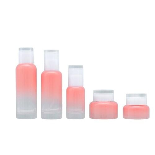 New 40ml Pink glass lotion bottles with lotion pump empty cosmetic bottle Essence liquid Skin Care Empty cosmetic container
