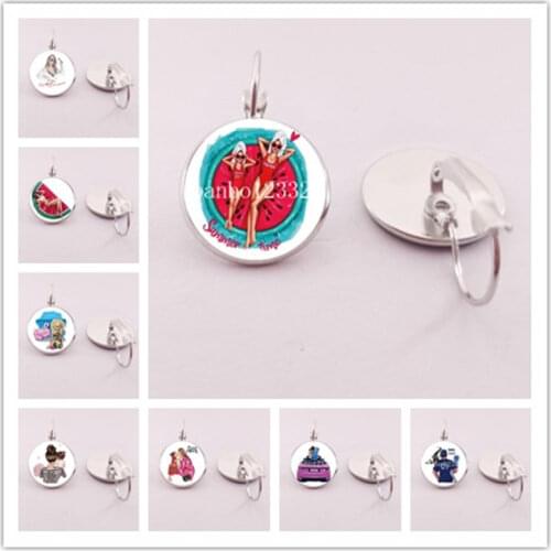 New fashion mother and daughter father and son parent-child interaction picture earrings beauty crystal glass earrings jewelry