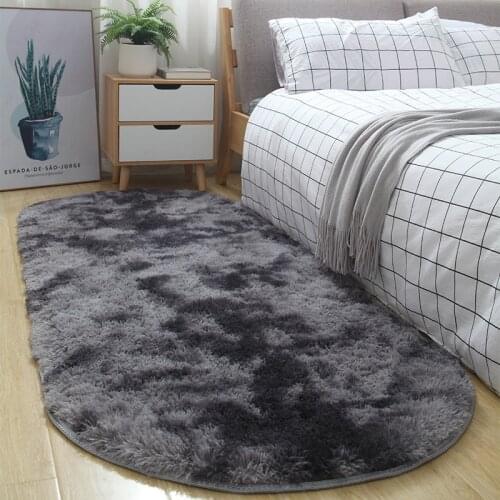 Oval bedroom carpet Nordic simple thick plush rug living room bedside mat gradient carpet children crawling rug La alfombra