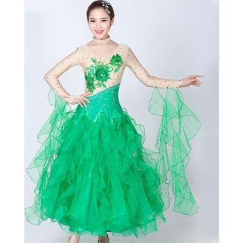 Modern Dance Dress Beautiful Splice Diamond Dancing Suit National Standard Dance Dress Ballroom Dancing Suit Waltz Dress B-6208
