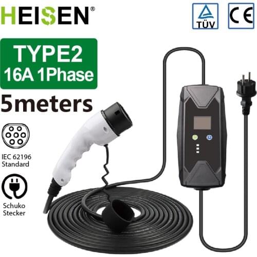 Portable 16A EV Charger Type 2 Adjustable Current Delay Charging Function| BMW, Hyundai, Renault, Tesla, KIA, Jaguar, Nissan