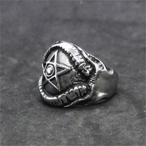 Rany&Roy Newest Pentagram Ring 316L Stainless Steel Jewelry Fashion Biker Style Men Boys Ring