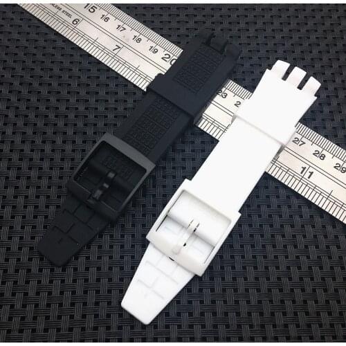 High Quality Black white Diving 20mm*24mm Silicone Rubber Watchband For Swatch Rubber watch band strap for IRONY SCUBA 200