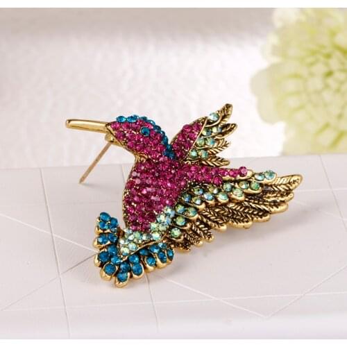 Retro Fashion Crystal Woodpecker Wedding Jewelry Brooch for Women Collar
