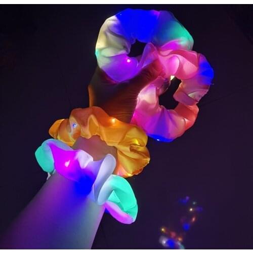 20PCS LED Light Elastic Hair Bands Headband Bar Party LED Luminous Ponytail Holder Elastic Scrunchie Hair Rubber Band Christmas