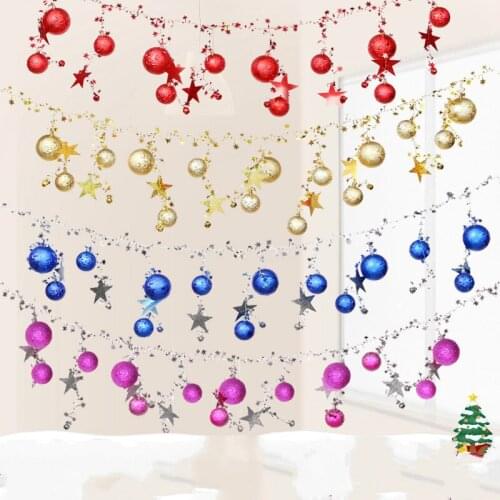 Christmas Chain Decoration 2 Meters Red Big Five Planet String Shopping Mall Hotel Decoration Ceiling Colored Ball Bell Pendant