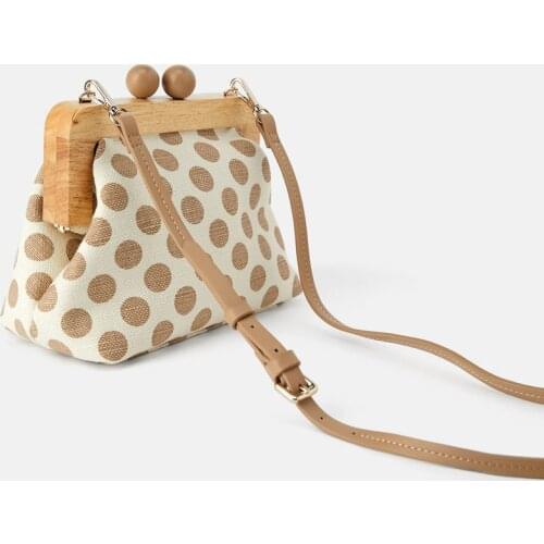 Vintage Wooden Clip Shell Women Crossbody Bags Designer Dot Lady Shoulder Bag Luxury Female Evening Clutch Bag Small Purses 2020