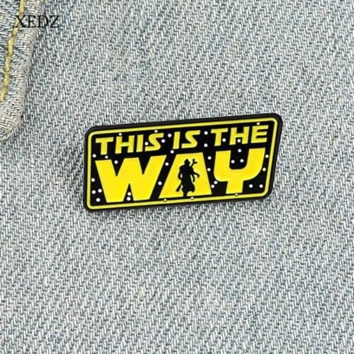 XEDZ 2021 New Cartoon Yellow Eye-catching THIS IS THE WAY Square Enamel Pendant English Slogan Badge Personalized Jewelry Gift
