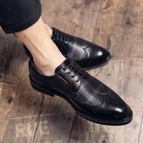 Chaussure home mens Handmade Pu black lace up high quality Derby shoes low heel fashion classic all pair casual shoes Big EUR46